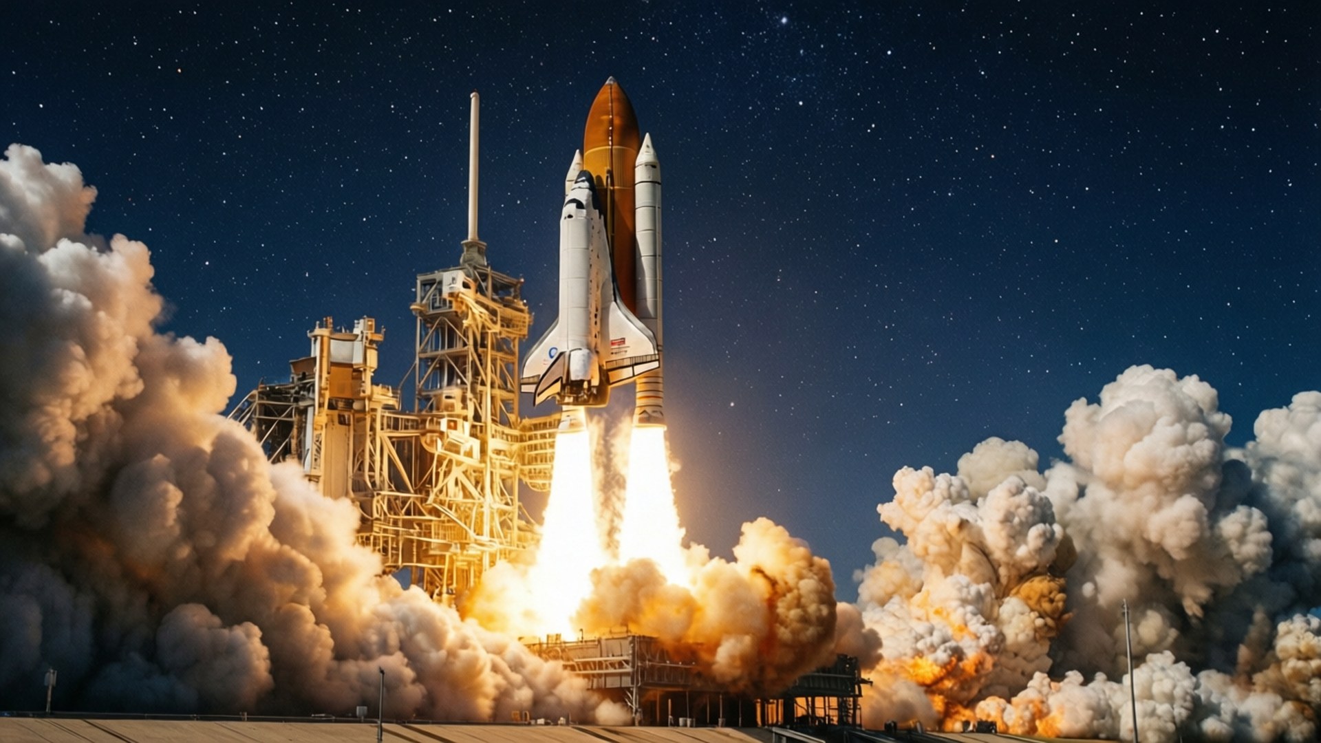 航天飞机夜间发射 壁纸