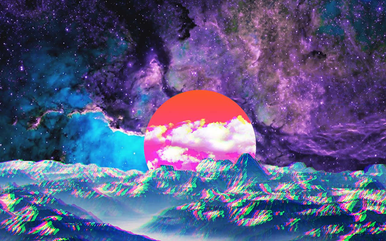 色彩迷幻的太阳与云朵图像 壁纸