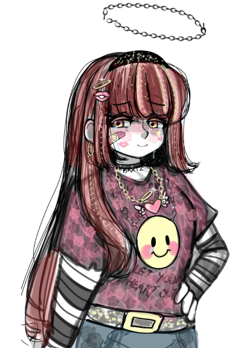 艺术中的情感探索：emo审美哥特少女绘画 壁纸