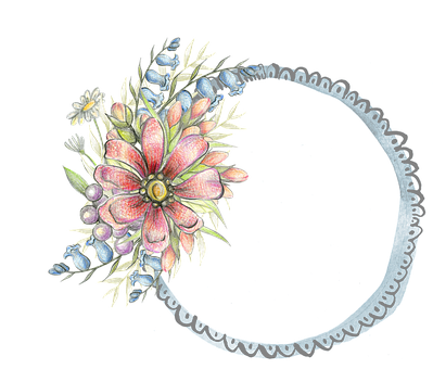 花卉新月插画 壁纸