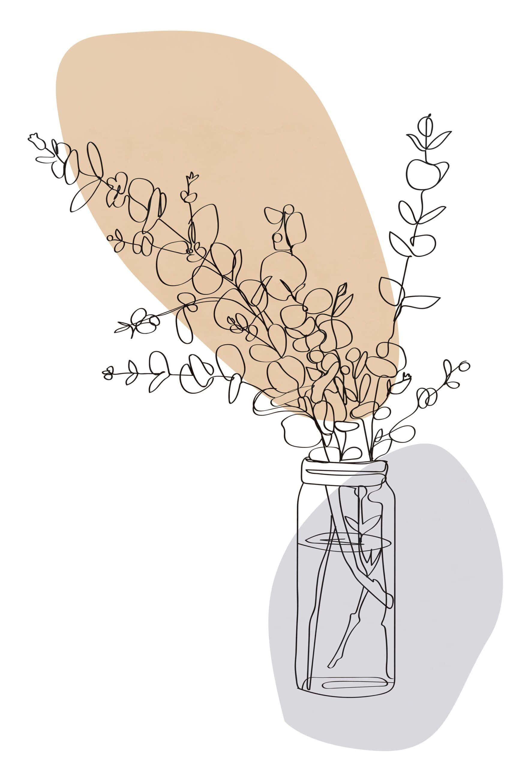 花瓶插花手绘 壁纸
