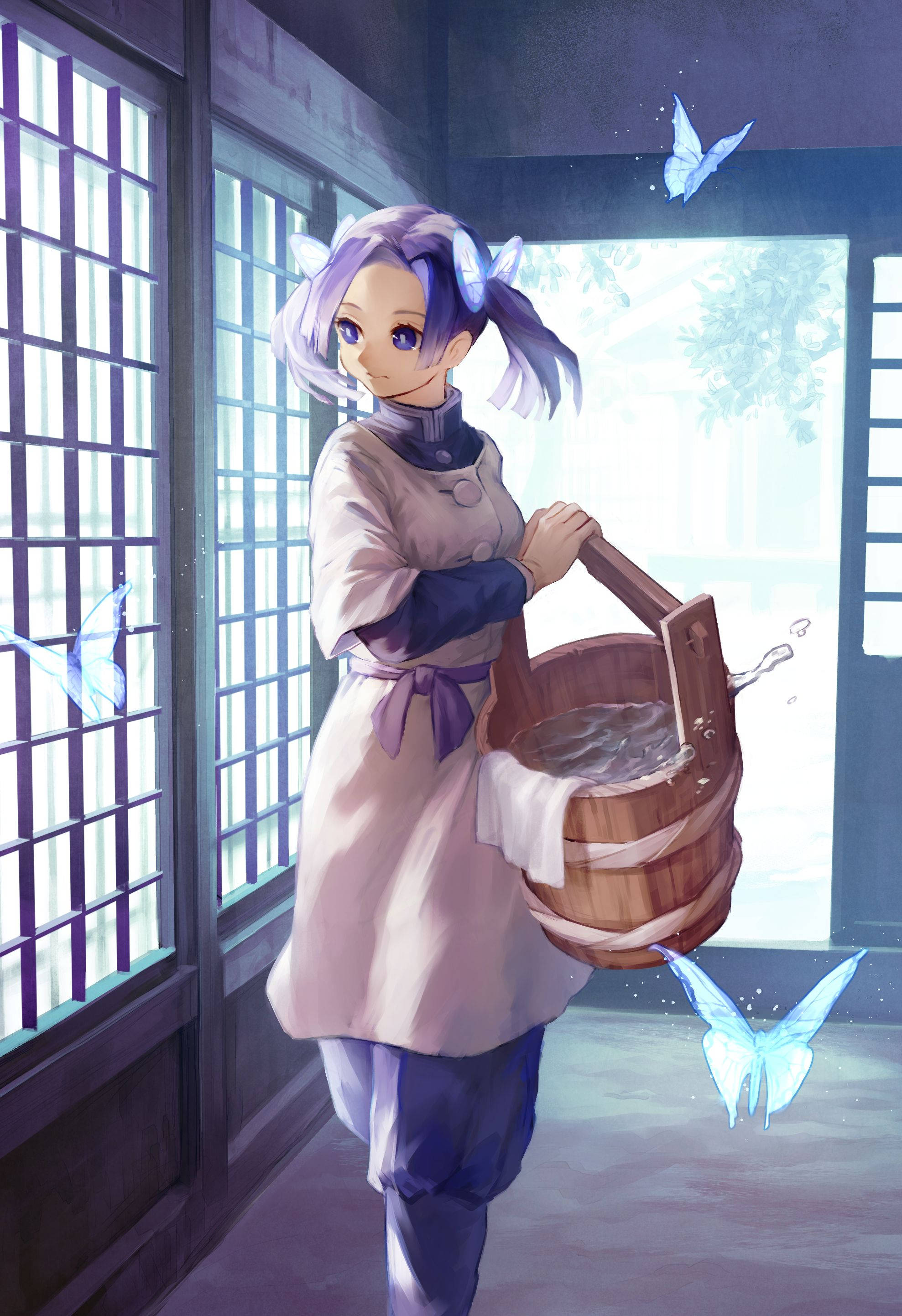 葵·奏崎与蝴蝶艺术作品 壁纸