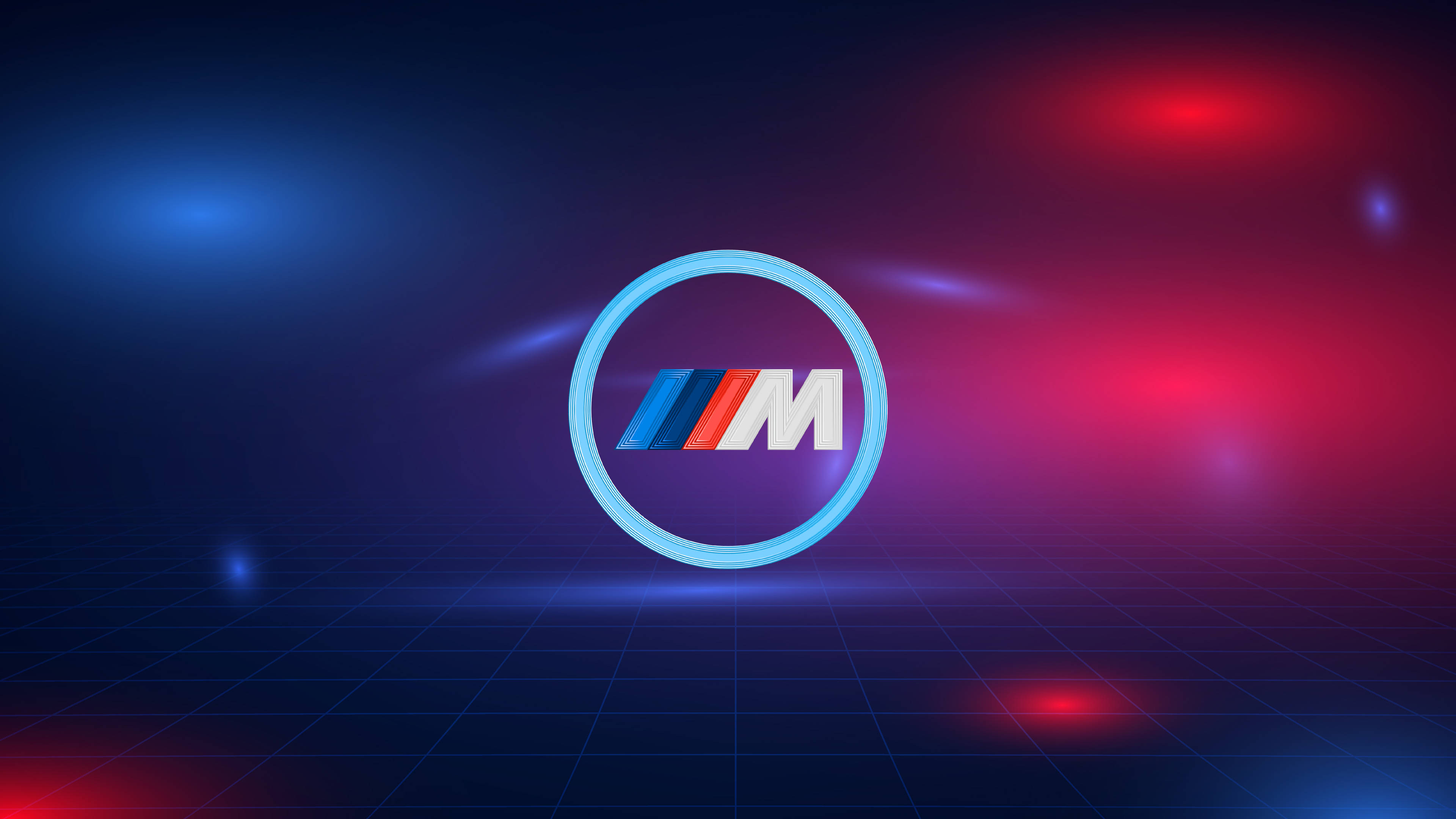 蓝红灯光宝马M标志 壁纸