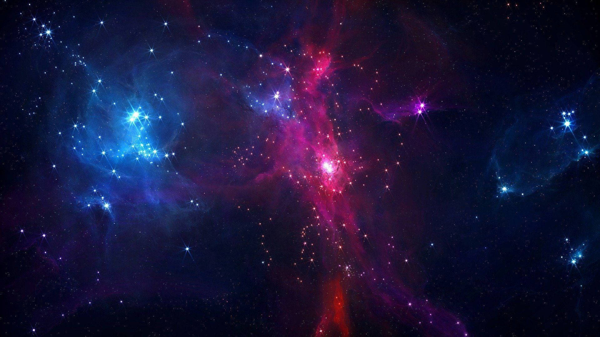 蓝色与紫色的星空星云空间 壁纸