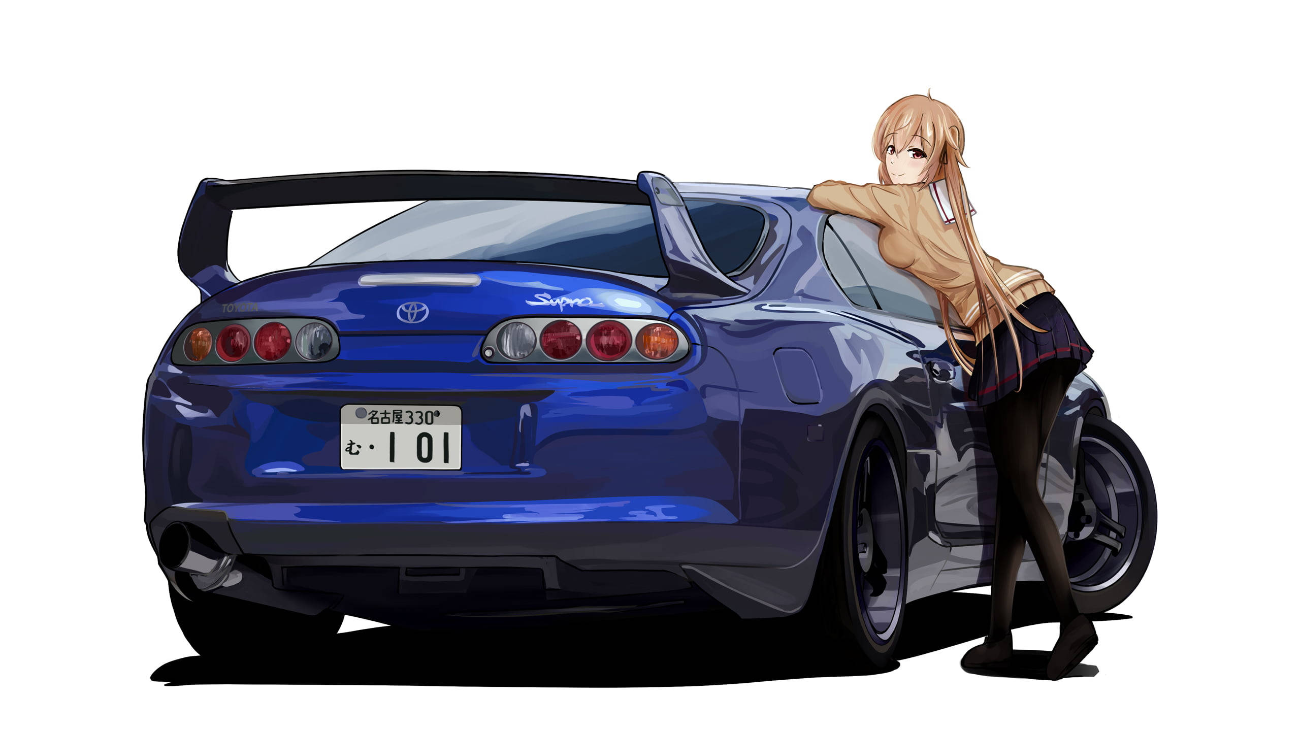 蓝色丰田Supra动漫汽车 壁纸
