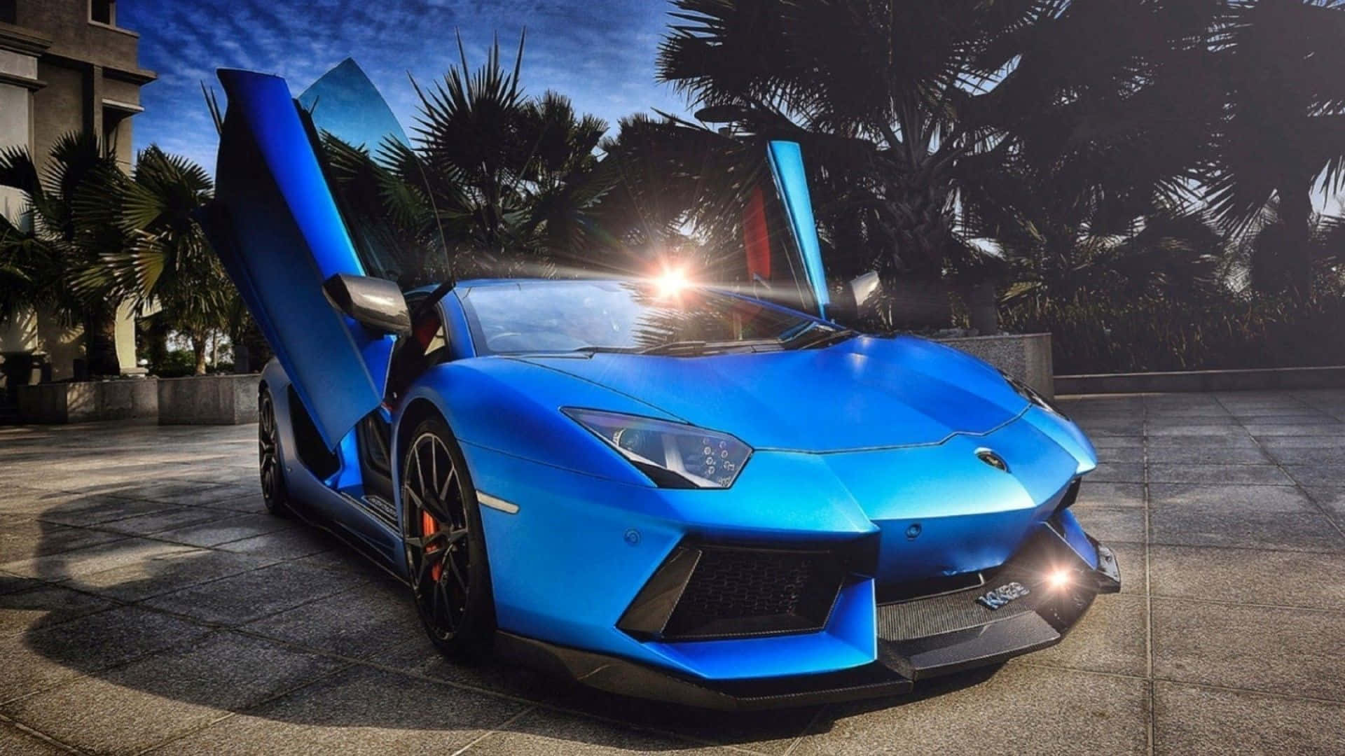 蓝色兰博基尼Aventador酷炫外观 壁纸