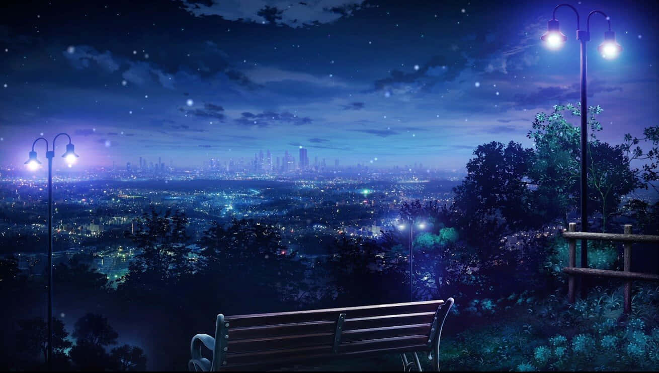 蓝色动漫日式动画风景 壁纸