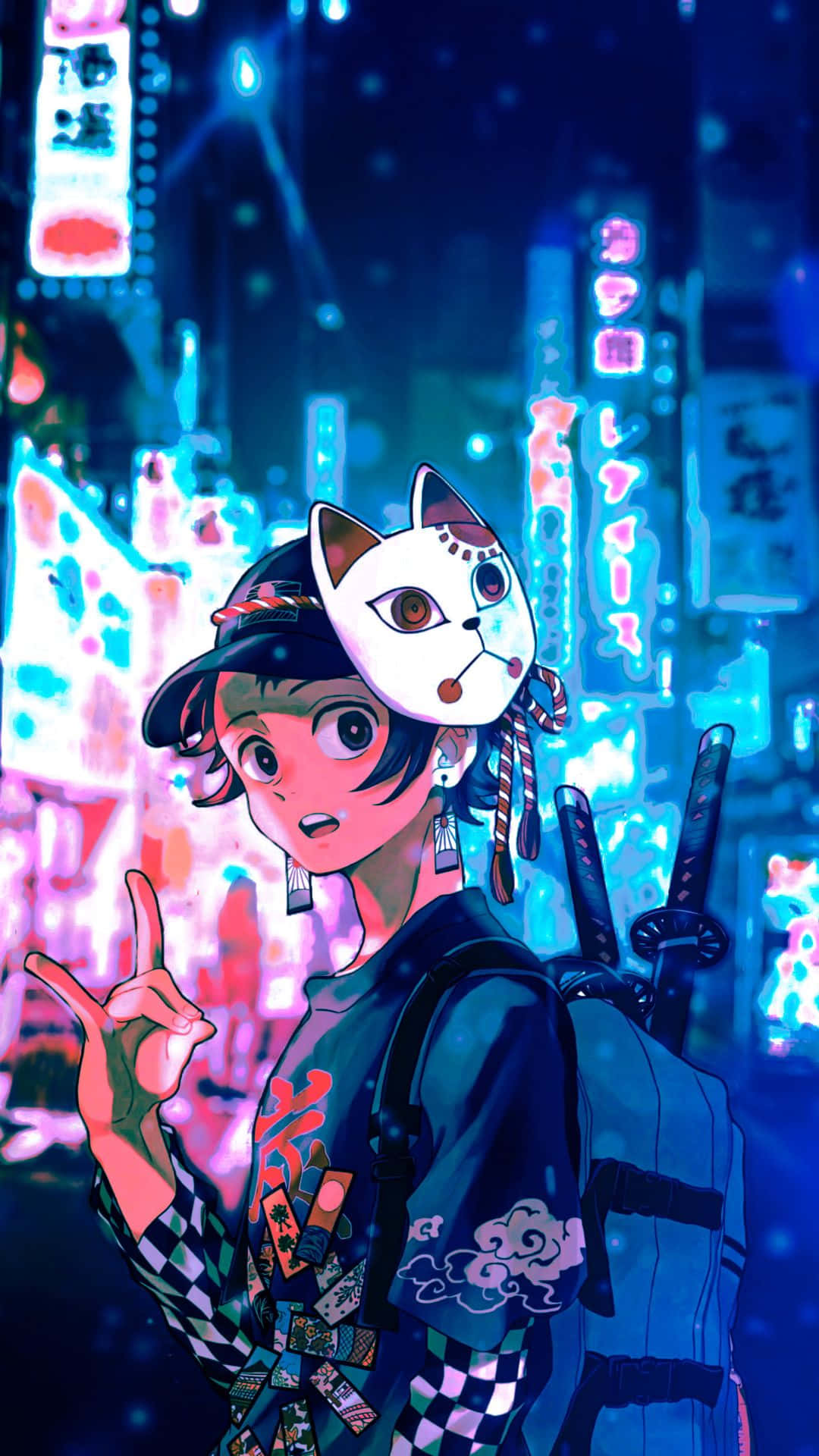 蓝色动漫灶门炭治郎鬼灭之刃 壁纸