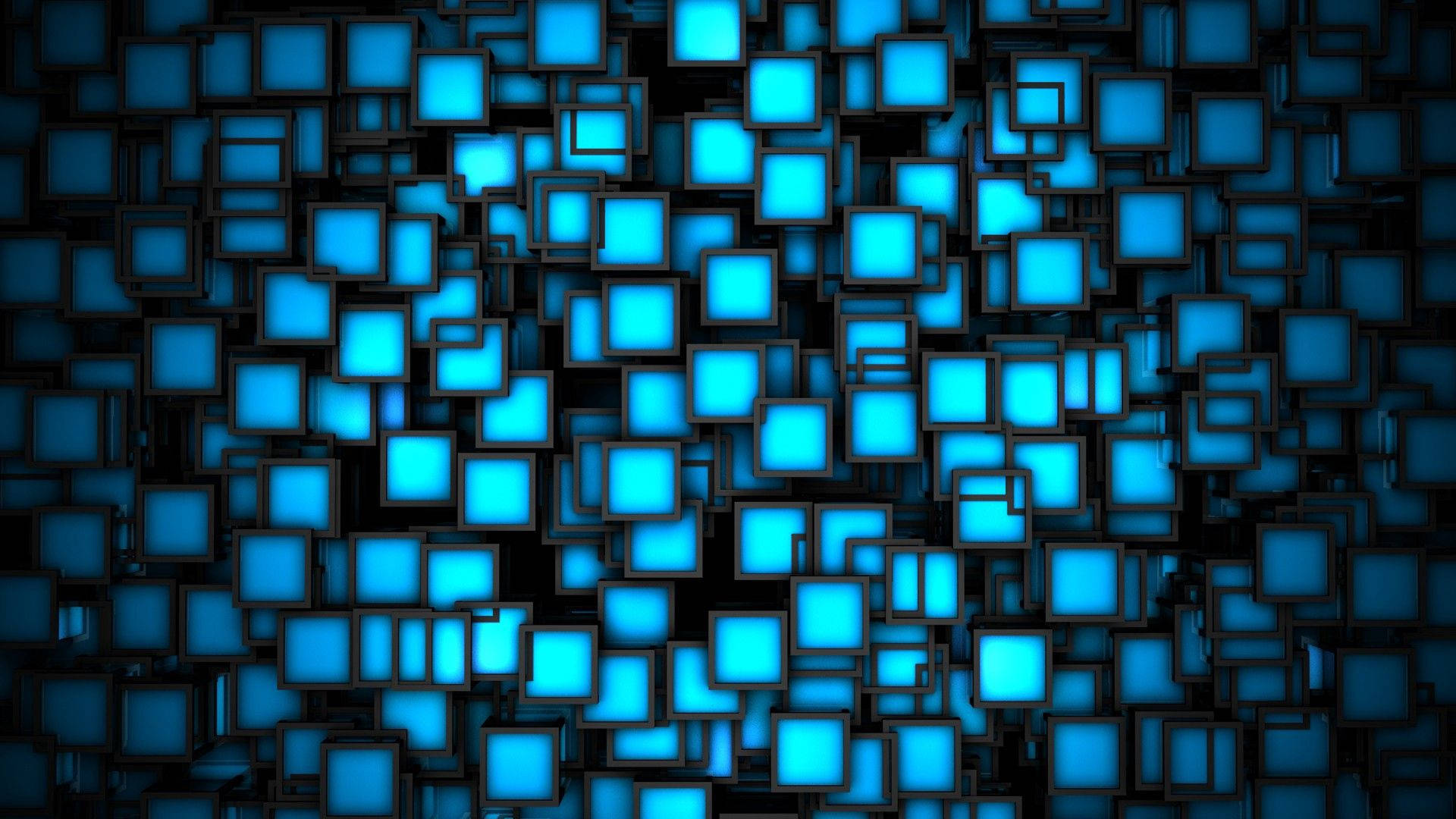 3D亮蓝色方块黑色壁纸