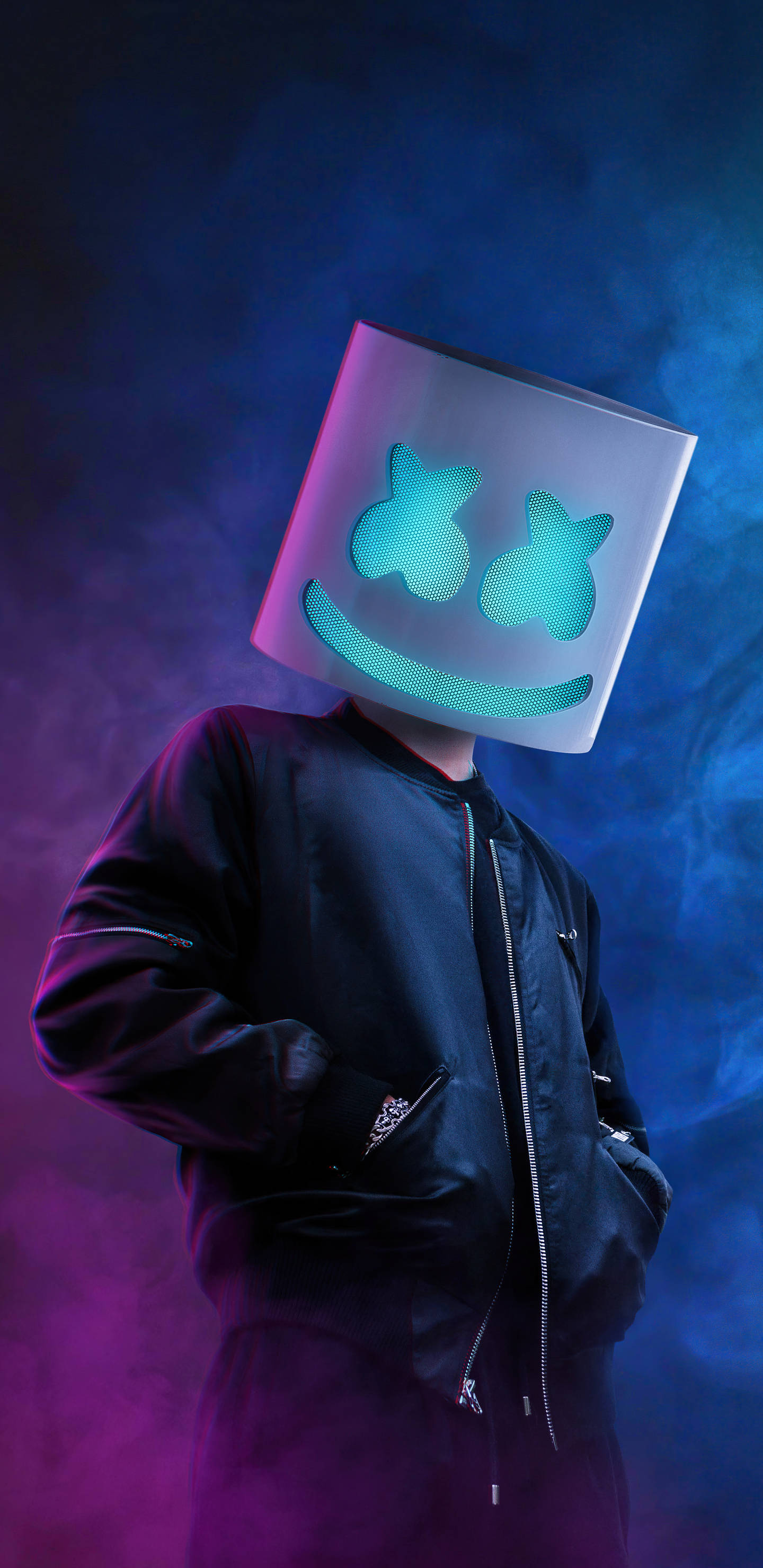 蓝色背景Marshmello高清iPhone壁纸 壁纸