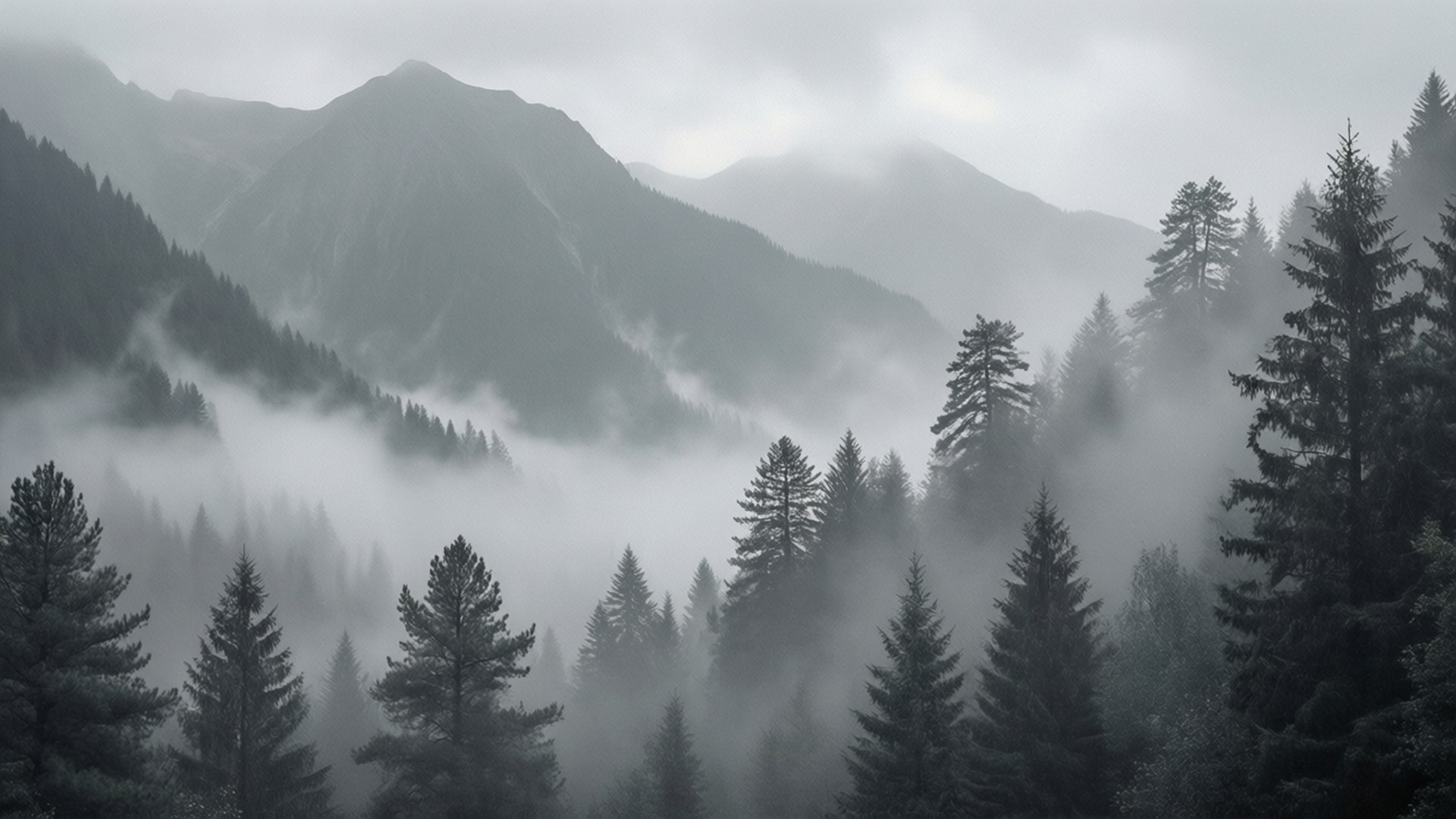 薄雾灰山 壁纸