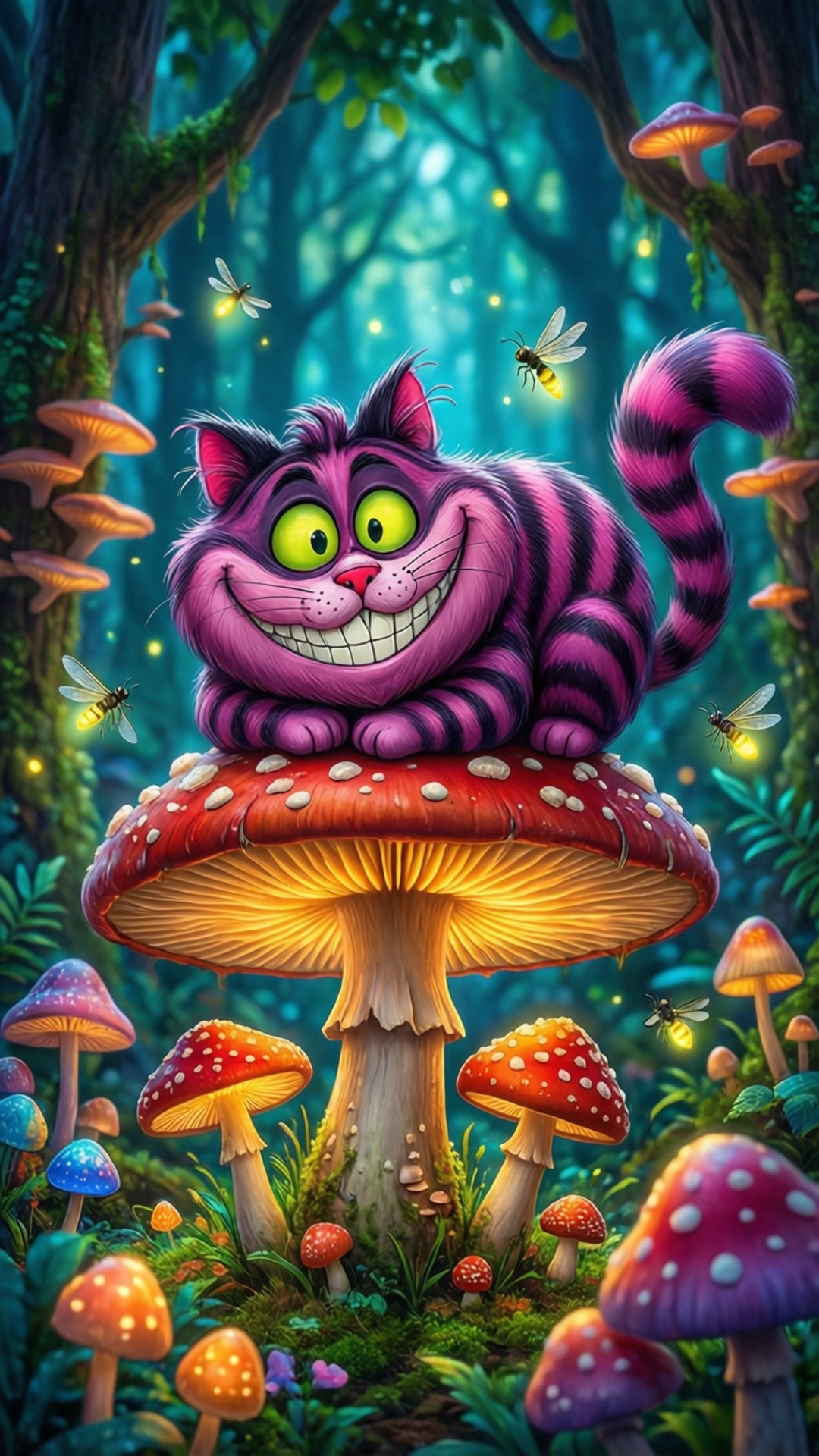 蘑菇森林猫 壁纸