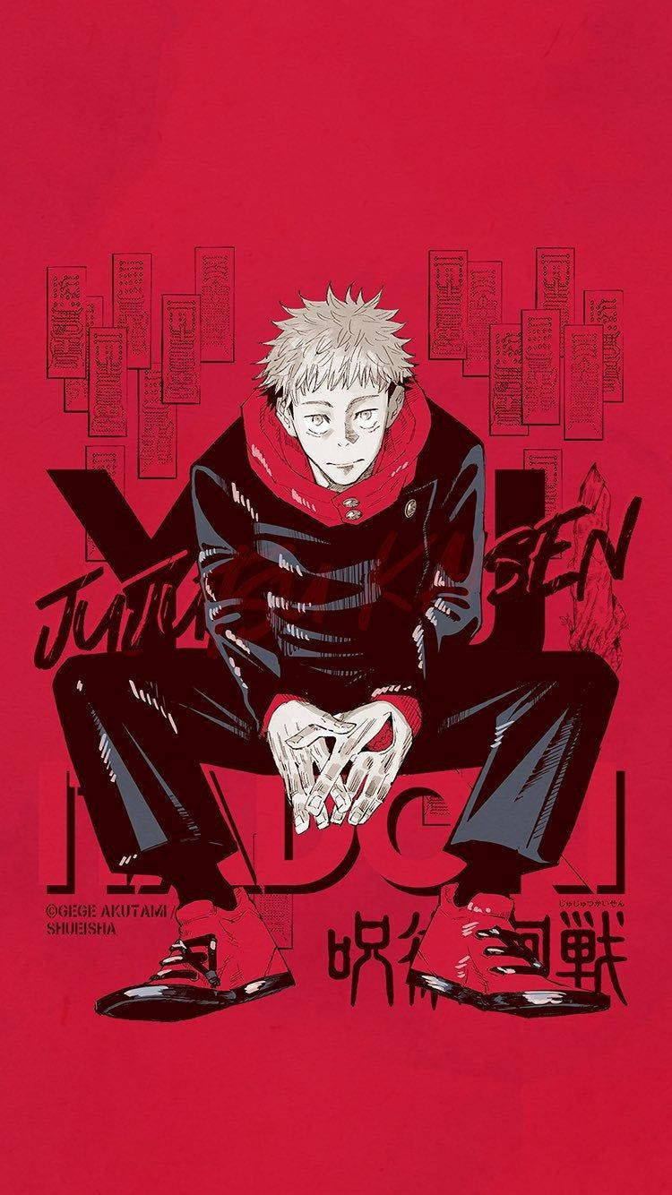虎杖悠仁红色艺术咒术回战手机壁纸 壁纸