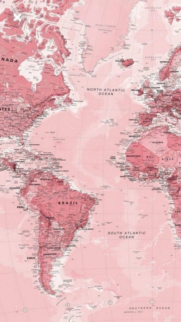 蜜桃粉大西洋地图