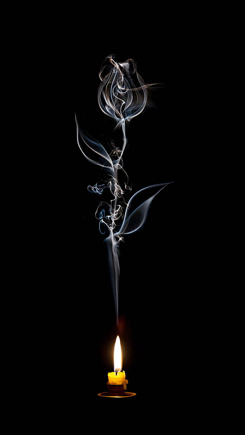 蜡烛与花朵酷黑背景 壁纸