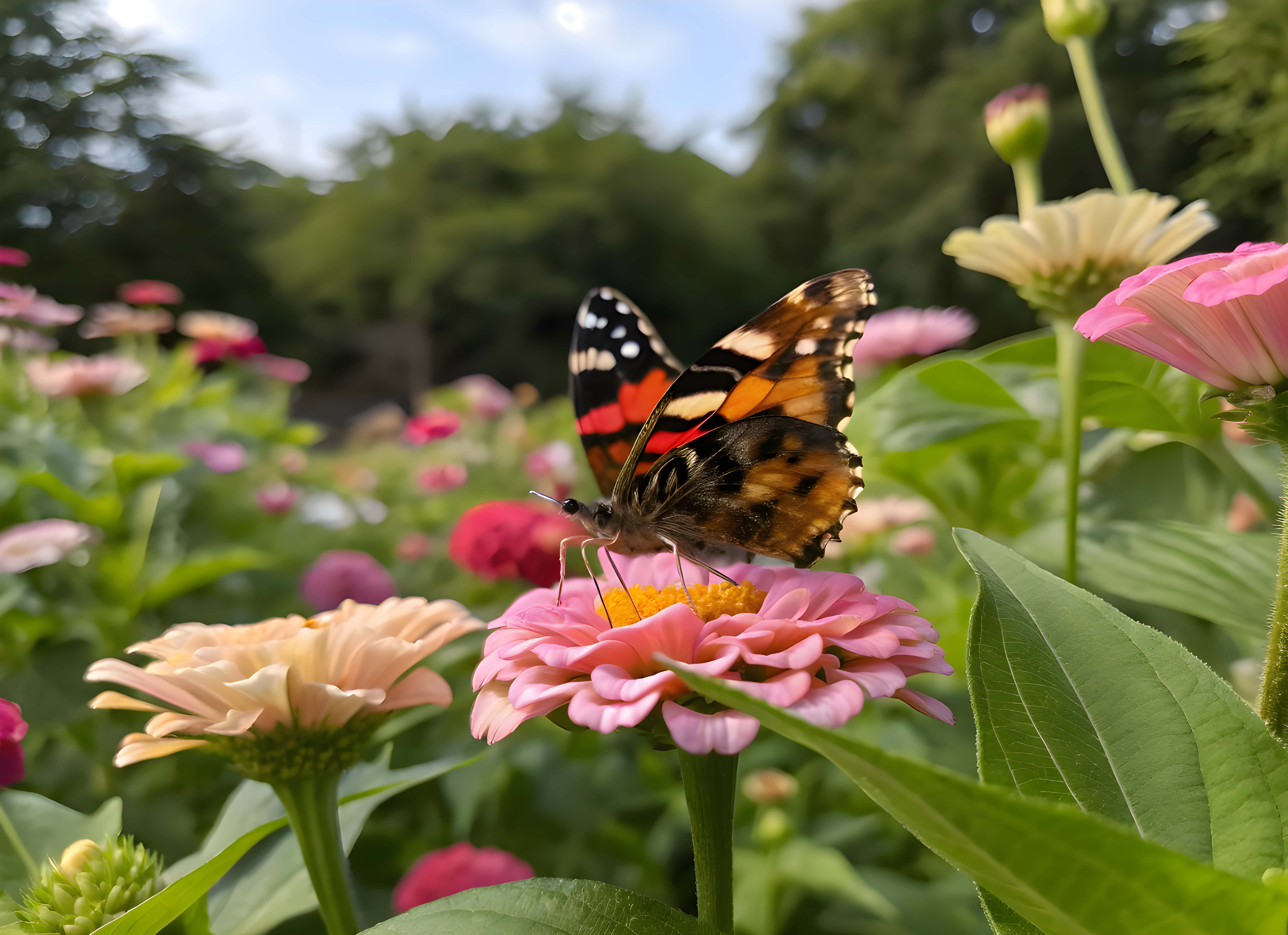 蝴蝶从花朵中采蜜 壁纸