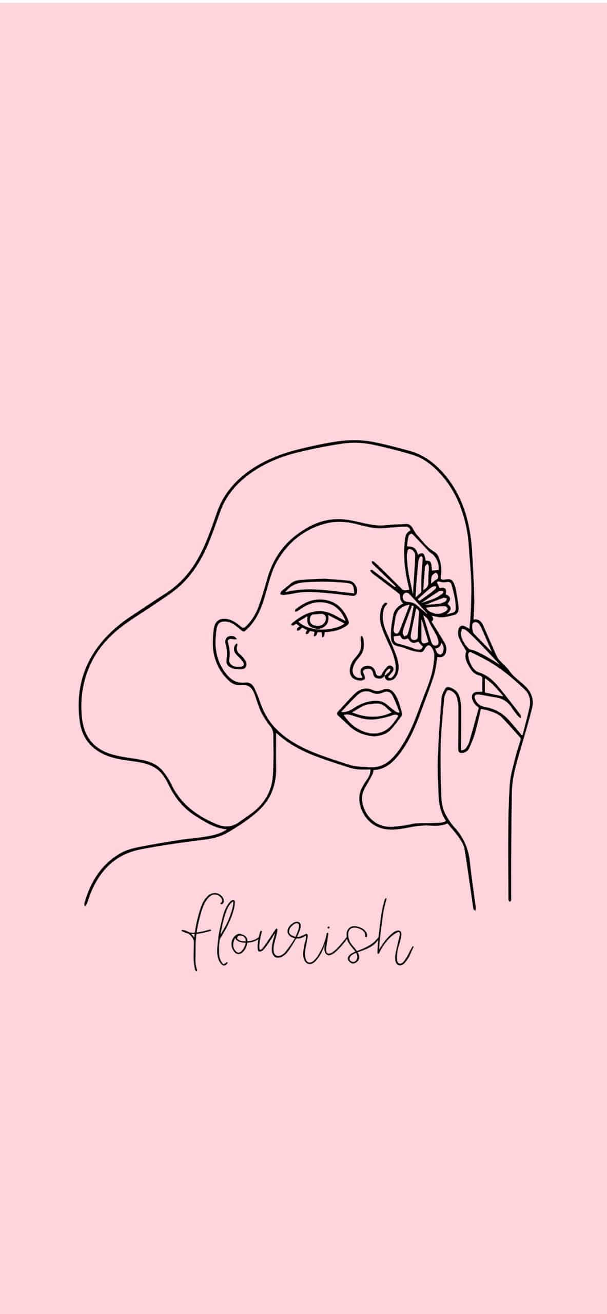 蝴蝶美学素描女子 壁纸