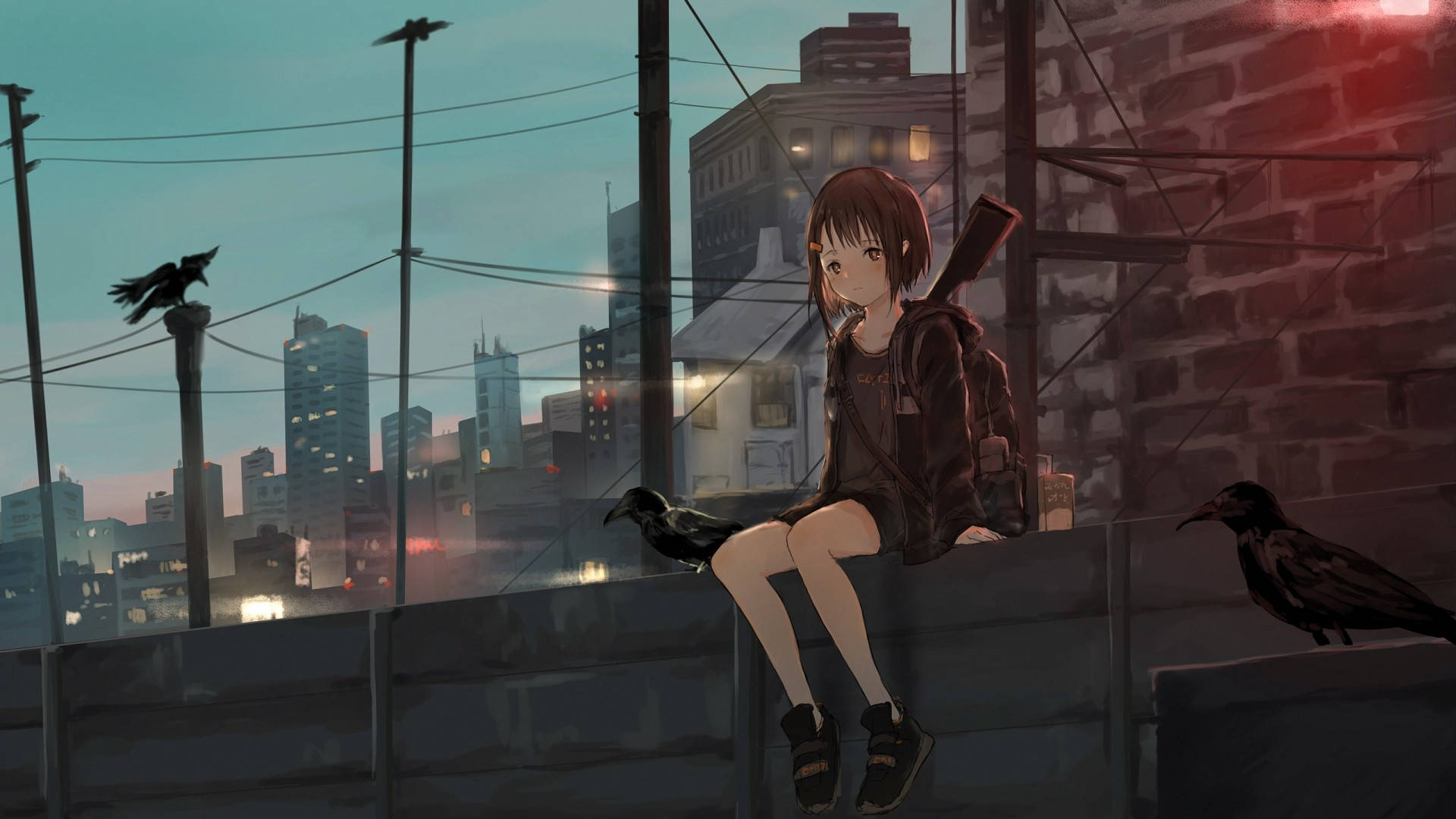 街头连帽衫动漫少女 壁纸
