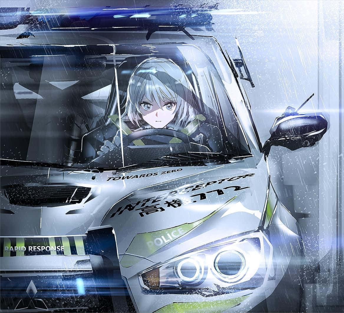 警车里驾驶座上的女孩 壁纸