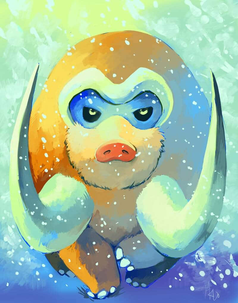 象牙猪雪中行走插画 壁纸