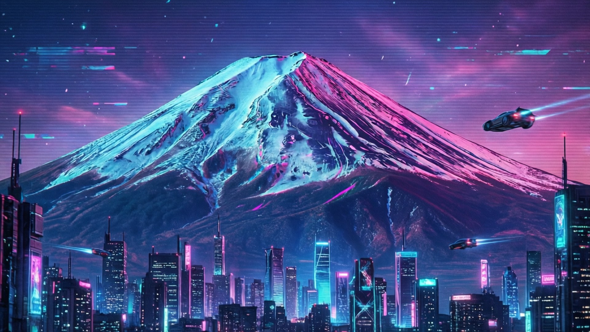 赛博朋克雪峰 壁纸