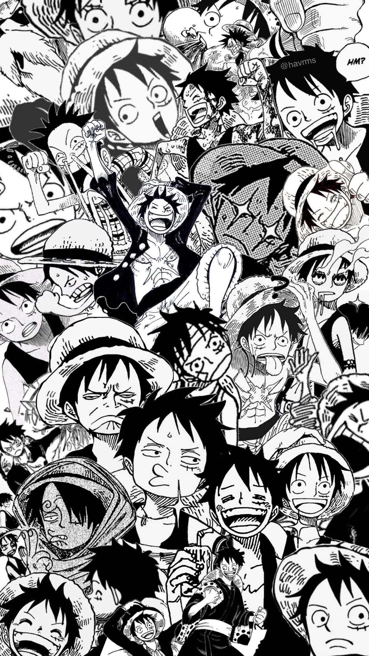 路飞漫画拼贴手机壁纸 壁纸