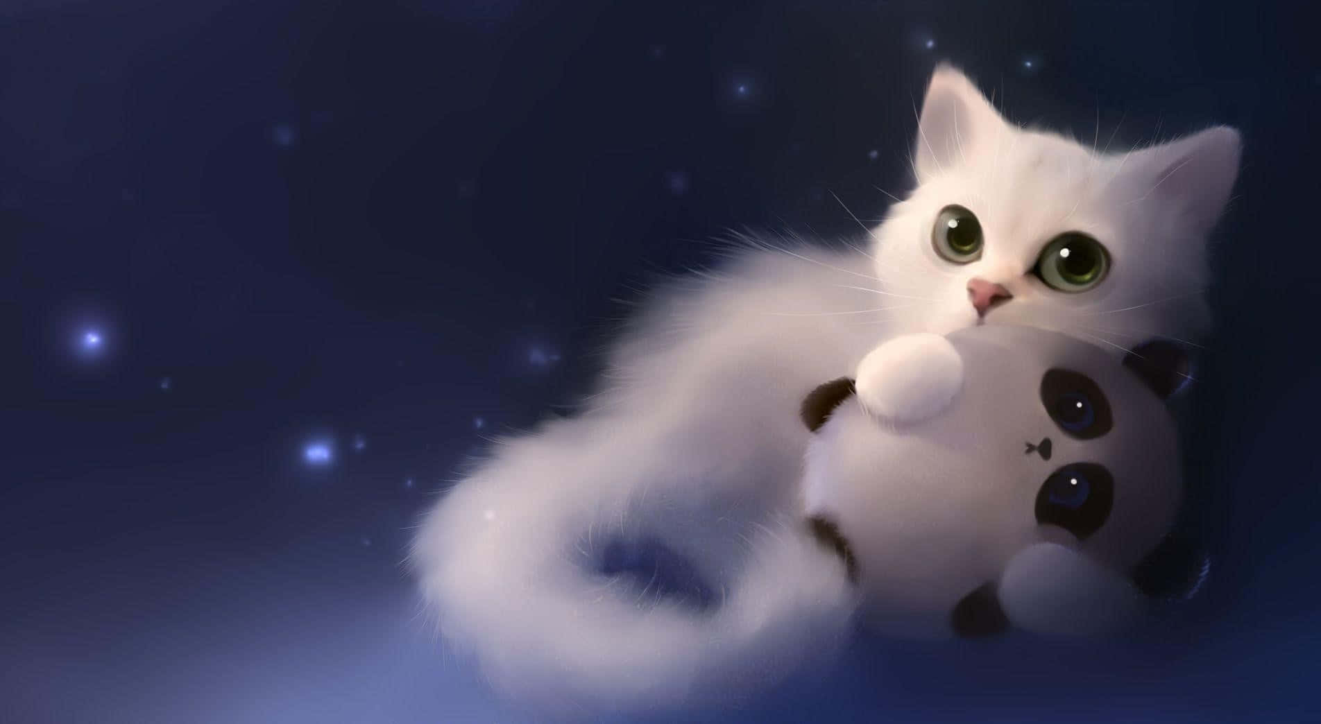 这只动漫猫咪已准备好与你一同探索冒险 壁纸