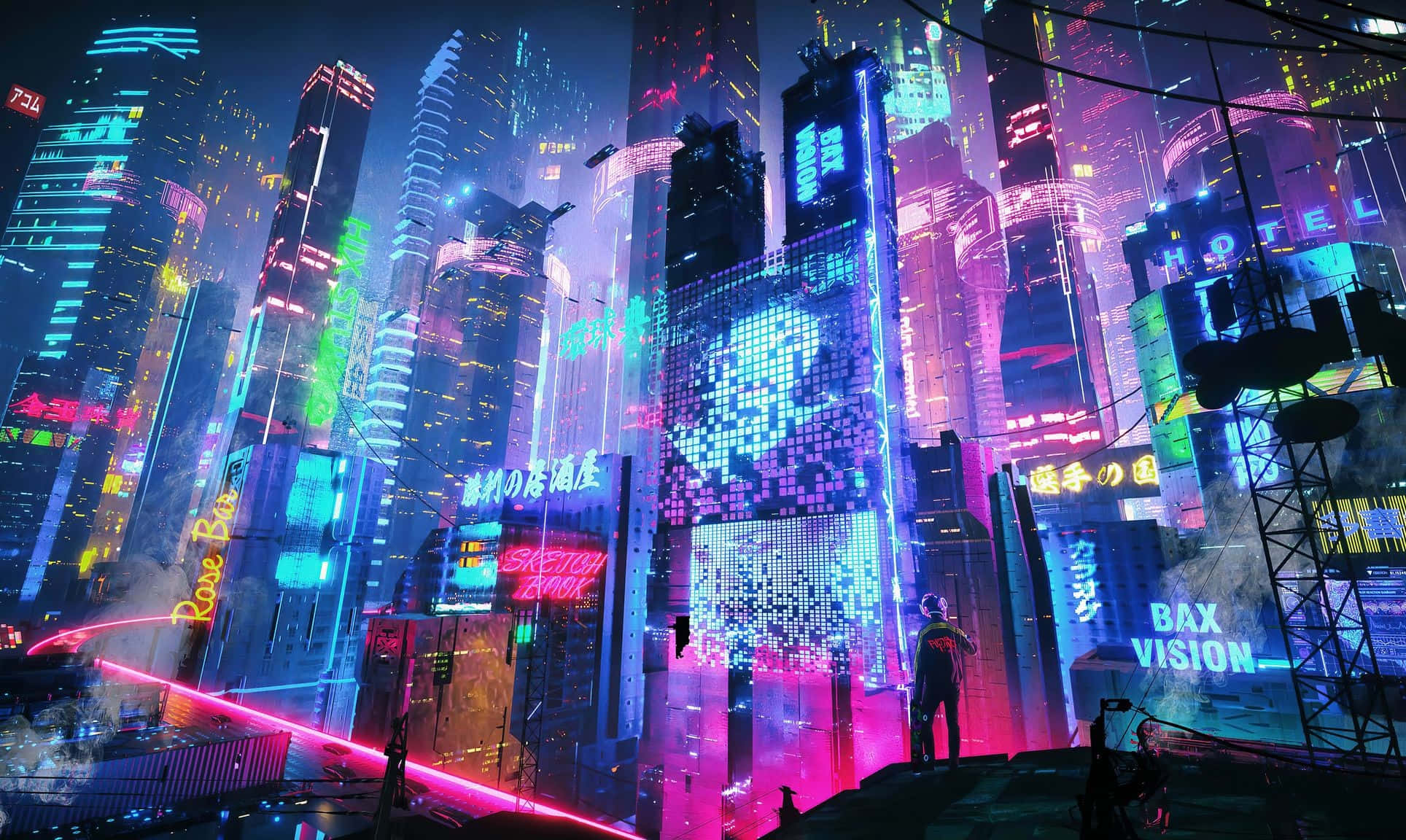 进入霓虹之城的梦幻世界 壁纸