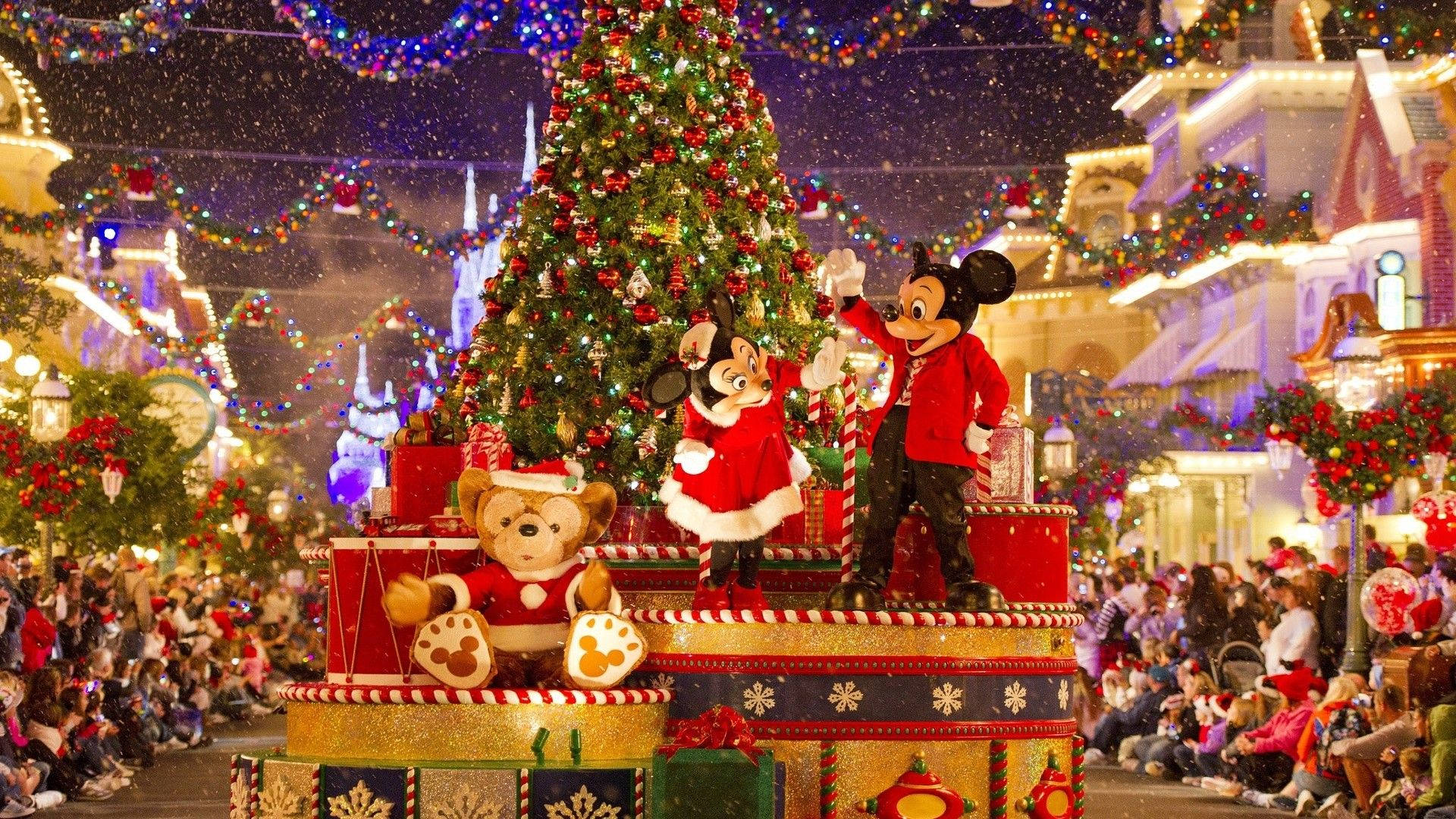 迪士尼1920x1080高清 米奇和米妮圣诞表演 壁纸