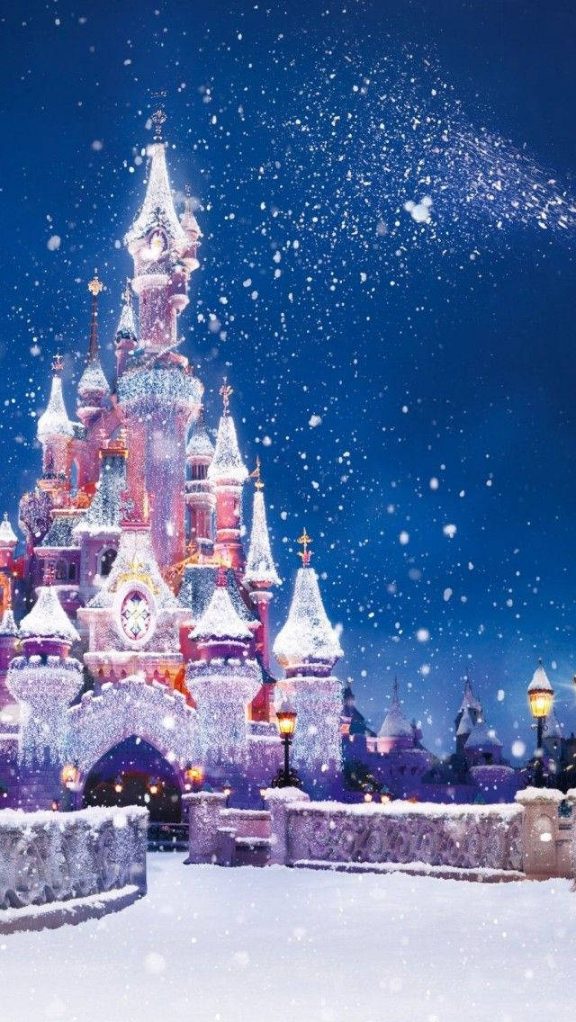 迪士尼圣诞iPhone雪中城堡 壁纸