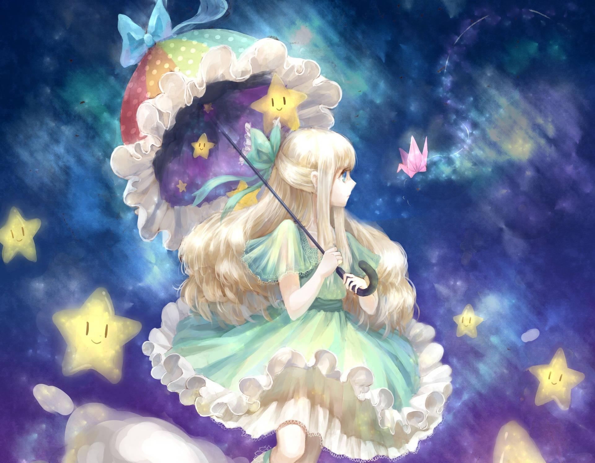 持伞动漫艺术女孩壁纸