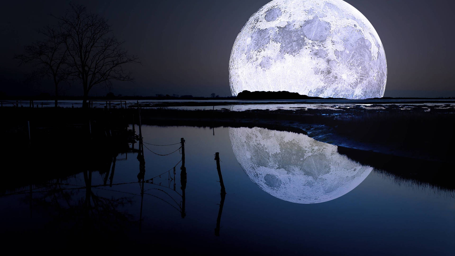 迷人夜色银河月 壁纸
