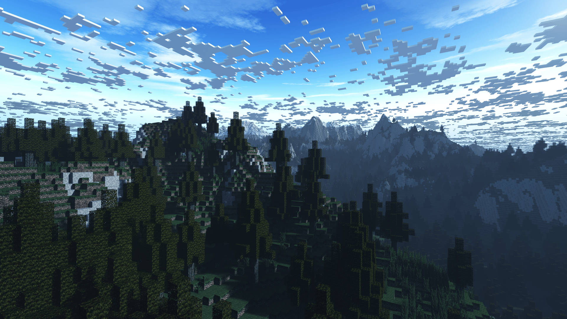 Minecraft高清多云视角绿色森林壁纸