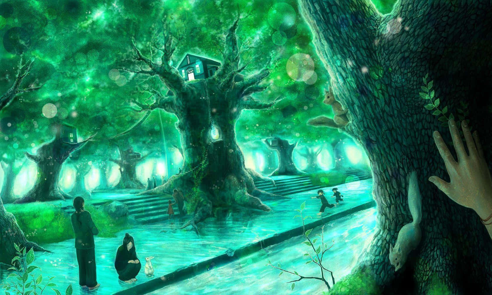 迷人的绿色动漫风景 壁纸
