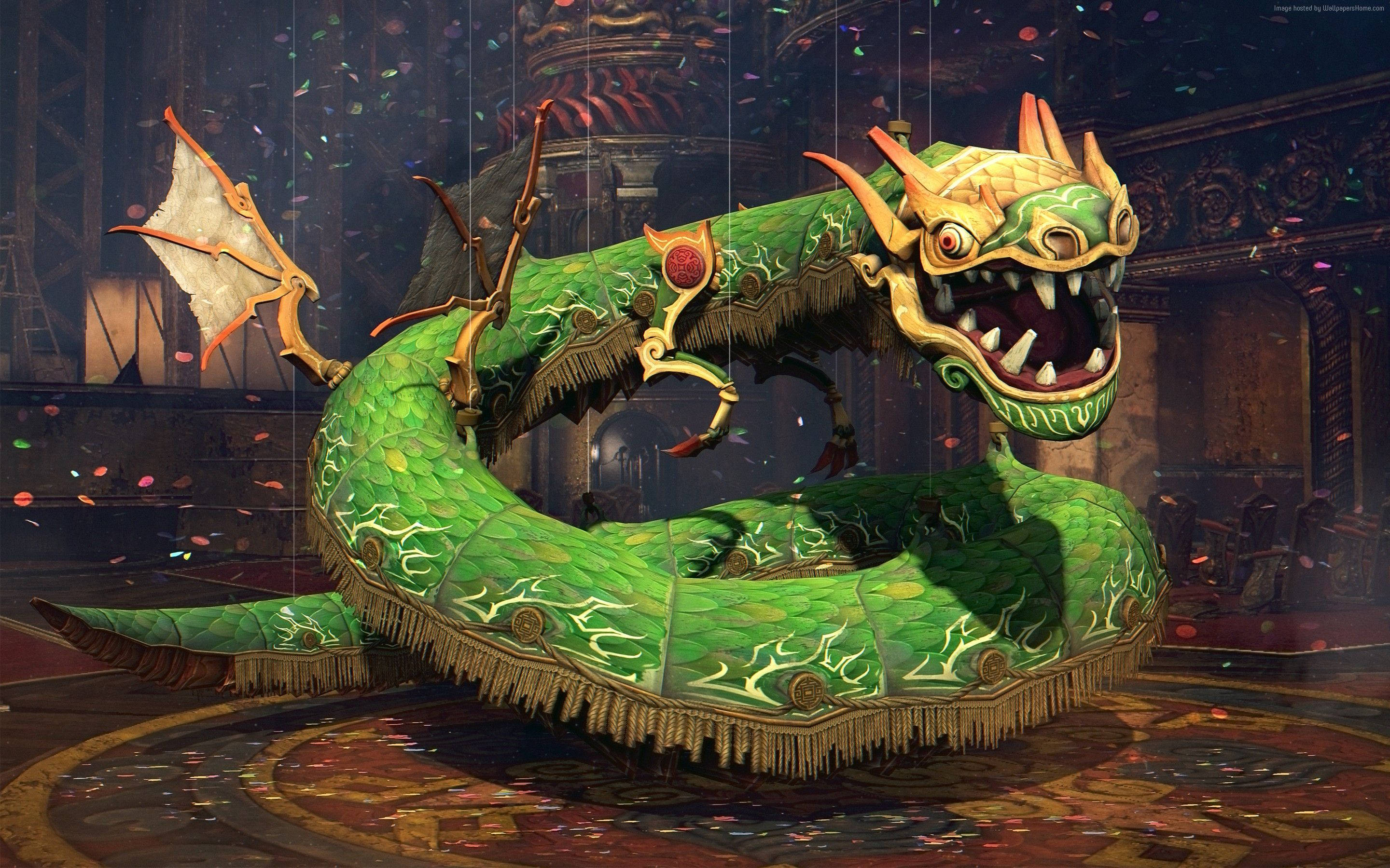 迷人翠绿日本龙点缀电脑屏幕 壁纸