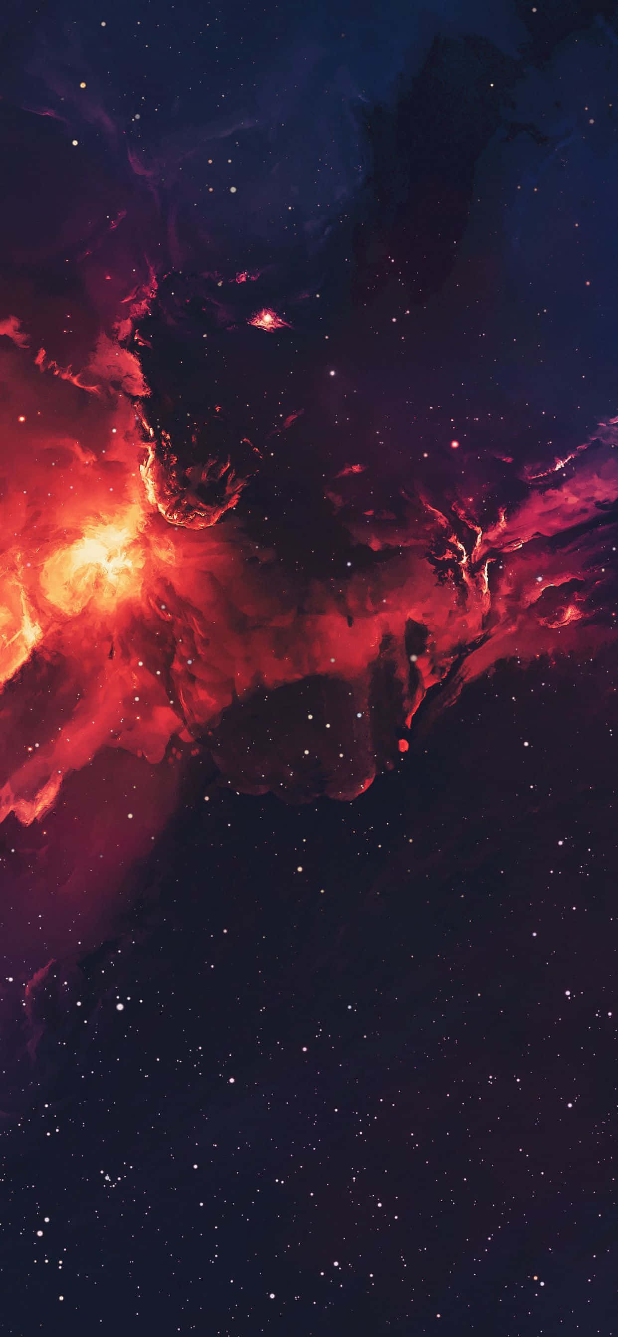 迷幻星系与红色太空尘埃 壁纸