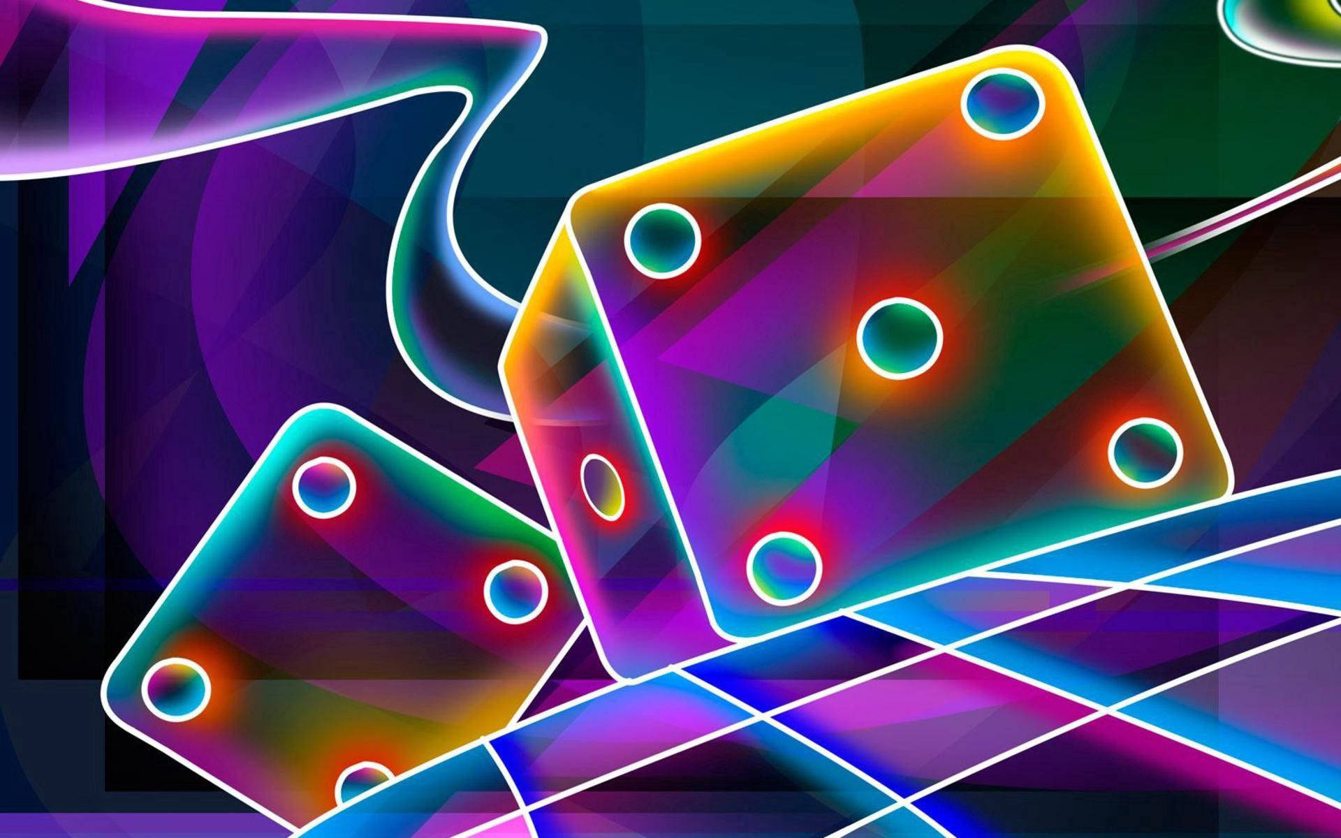 3D霓虹多彩迷幻巨型骰子壁纸