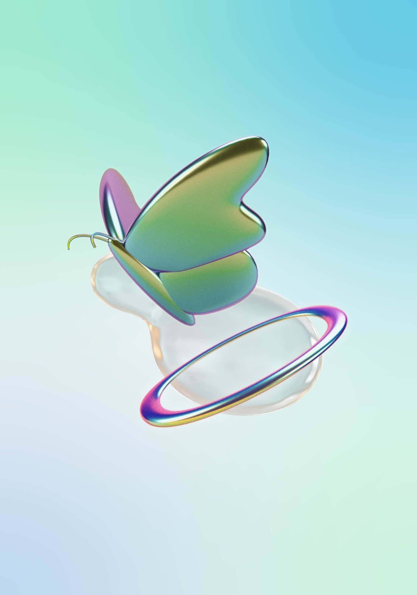 酷炫3D光泽蝴蝶背景 壁纸