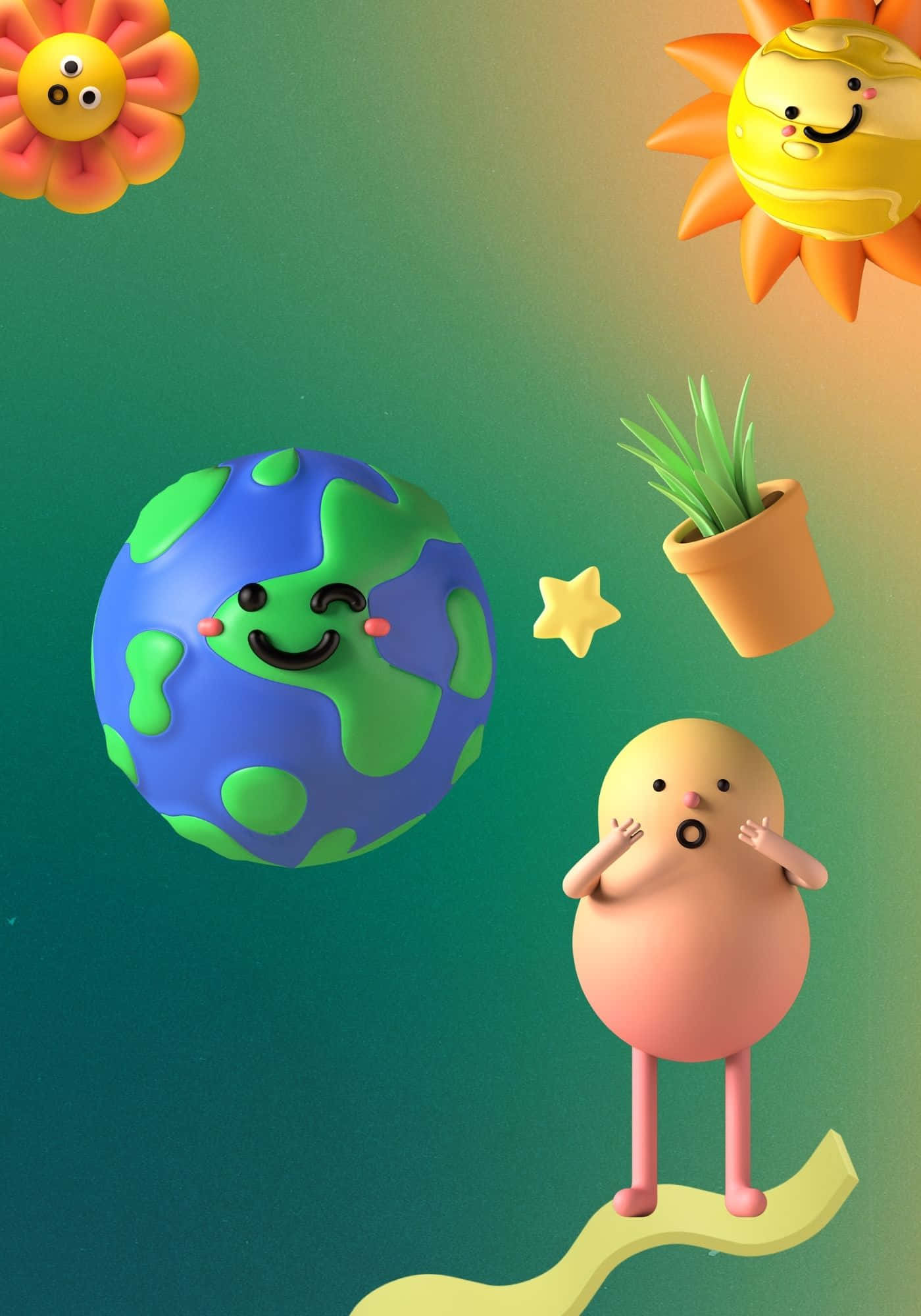 酷炫3D可爱表情背景 壁纸