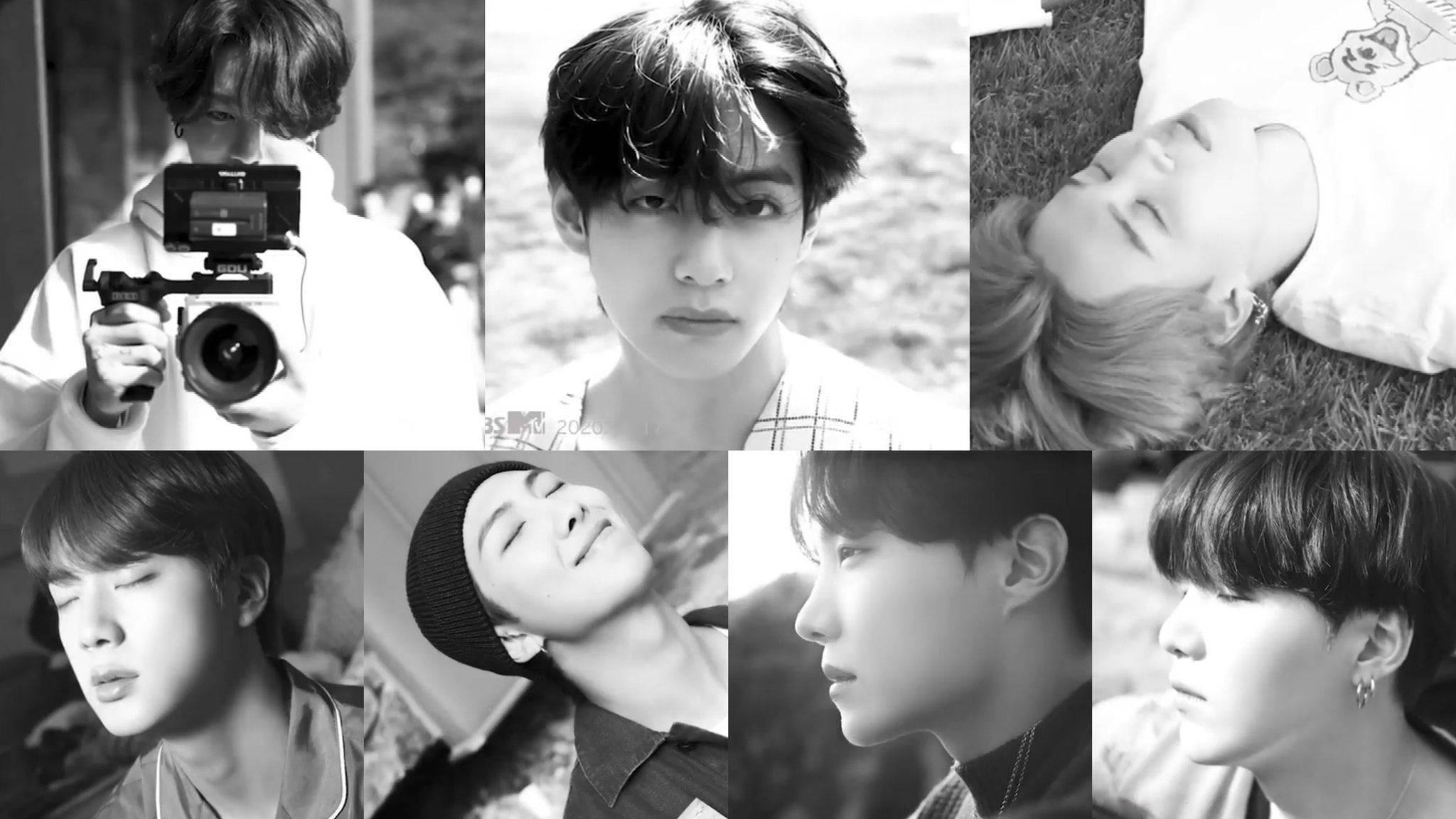 酷炫BTS笔记本电脑黑白拼贴壁纸 壁纸