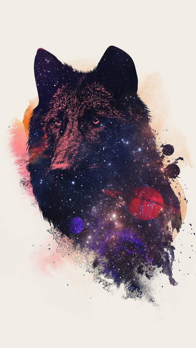 酷炫星系天体狼头 壁纸