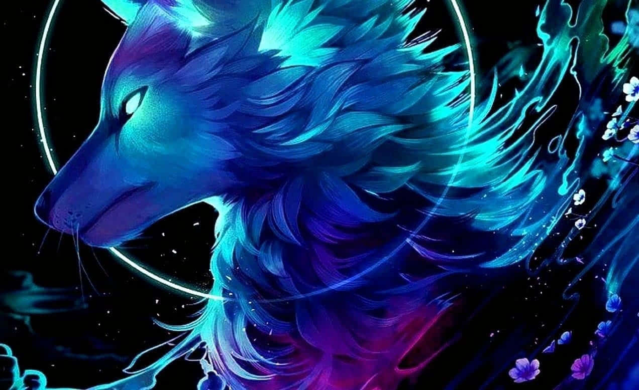 酷炫蓝狼图案艺术 壁纸