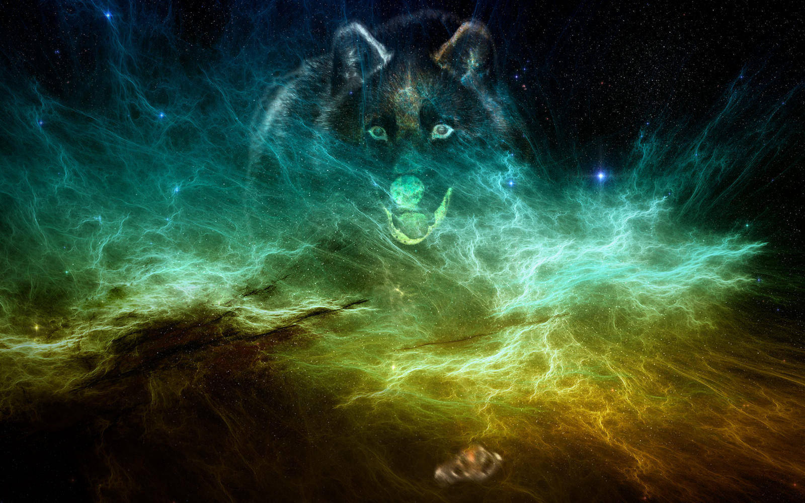 酷炫超新星银河与奔跑之狼 壁纸