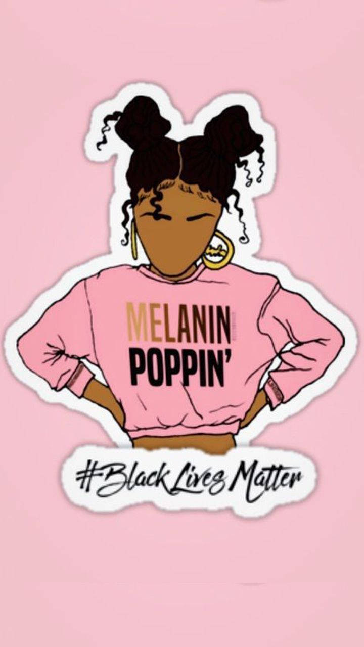 酷黑女孩身着“Melanin Poppin”毛衣 壁纸