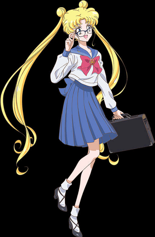 金发眼镜动画女学生 壁纸