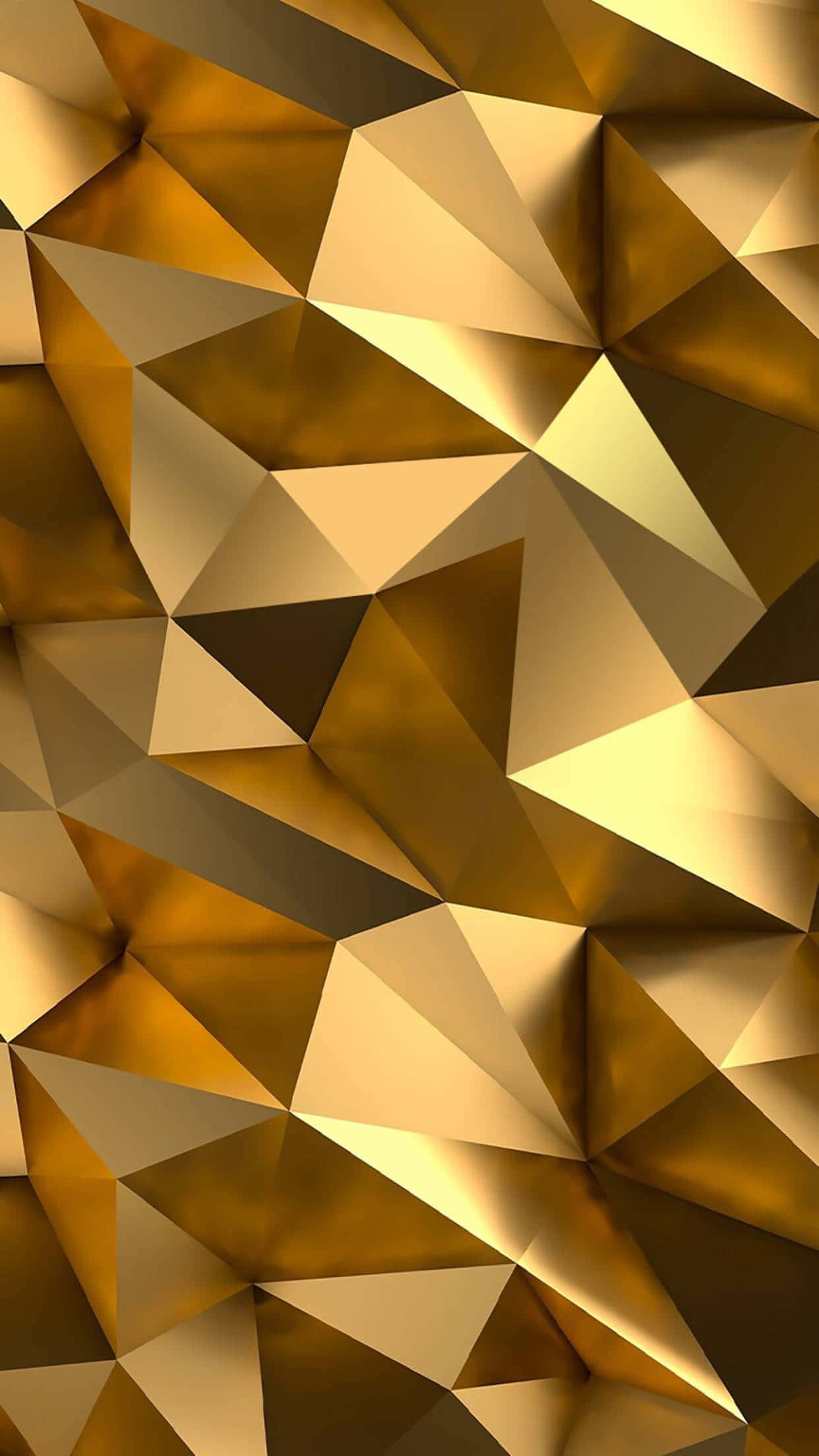 金色iPhone几何3D抽象 壁纸