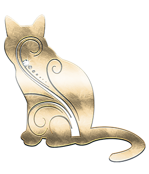 金色抽象猫咪艺术 壁纸