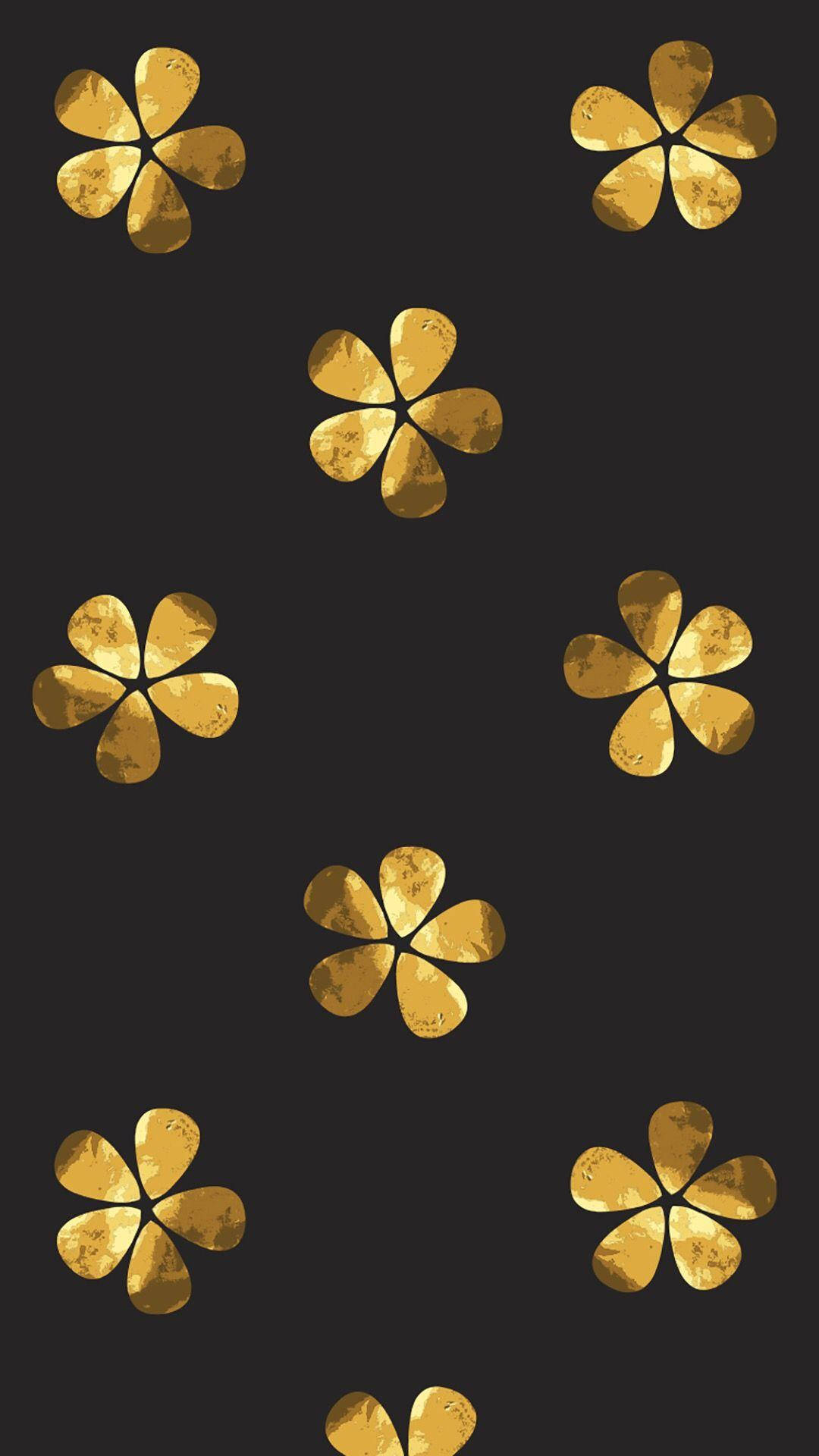 金色美学花卉 壁纸