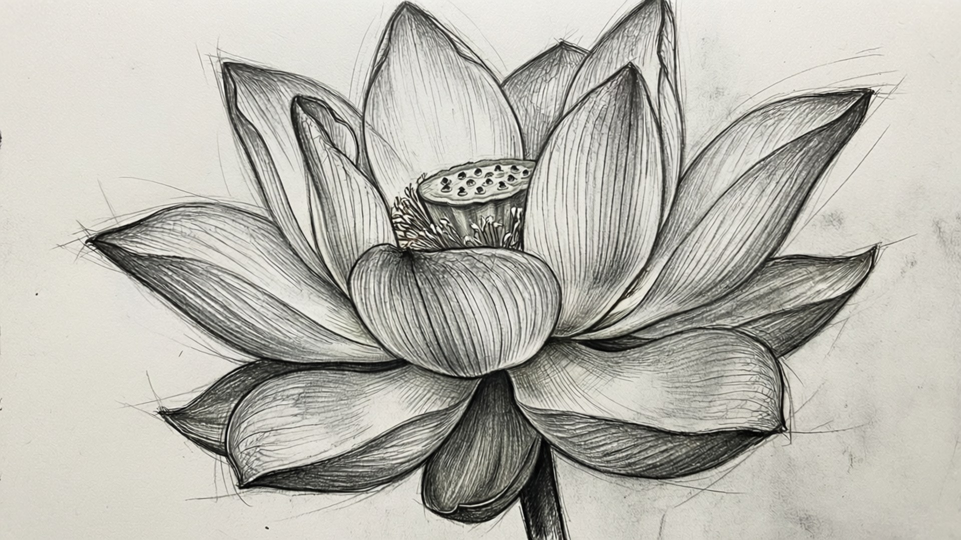 铅笔素描莲花 壁纸