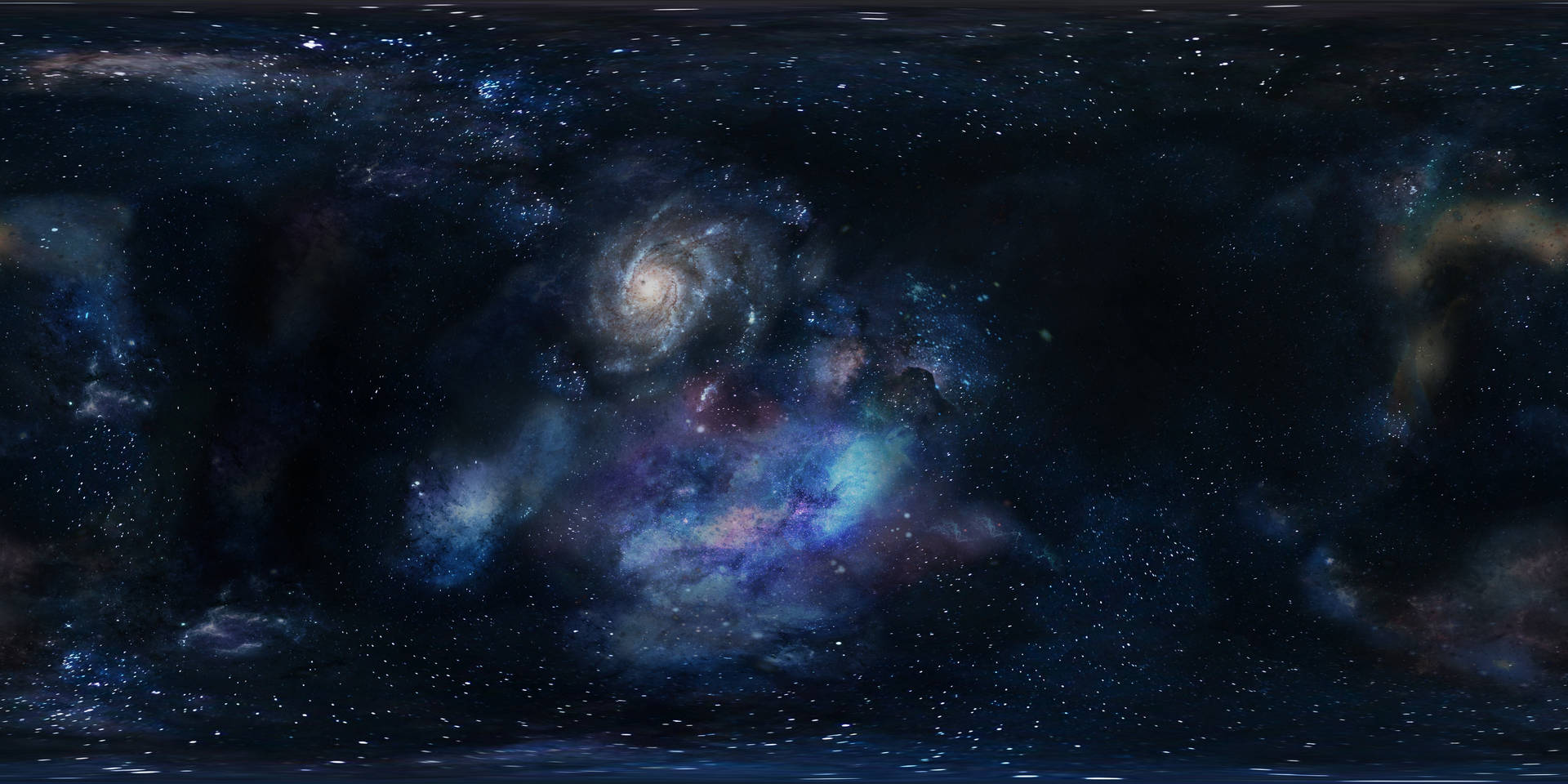 蓝色星系与星辰的外太空桌面壁纸